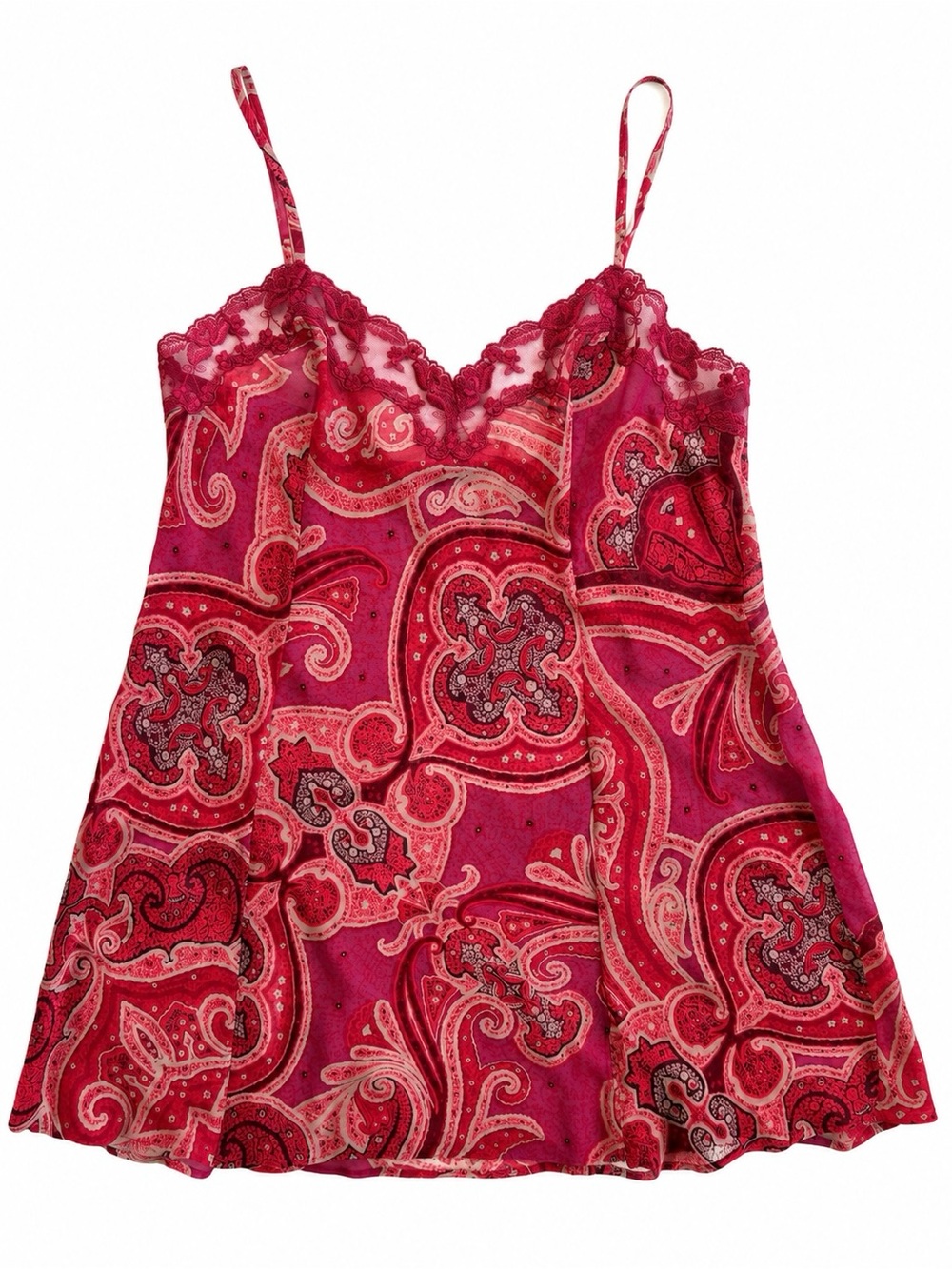 Victoria’s Secret Paisley Lace Chemise Slip Red Burgundy Size L Y2K Coquette